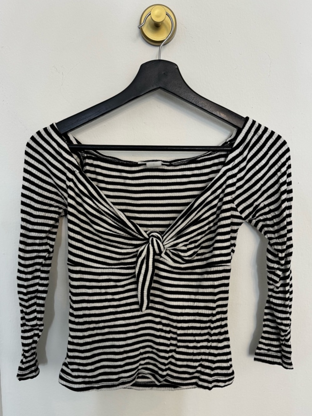 Vixen by Micheline Pitt Black & White Striped Top Size S